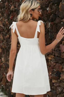Alças Esparguete Branco A Line Mini Vestido de Graduacion