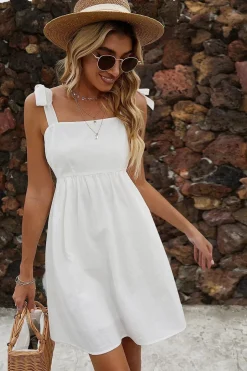 Alças Esparguete Branco A Line Mini Vestido de Graduacion