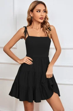 Alças Esparguete Preto Aberto Costas Vestido de Formatura
