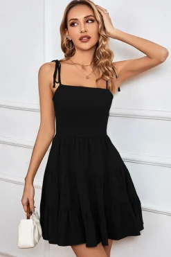 Alças Esparguete Preto Aberto Costas Vestido de Formatura