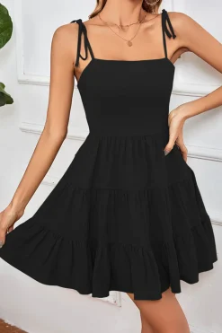 Alças Esparguete Preto Aberto Costas Vestido de Formatura