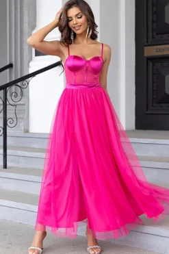 Alças Esparguete Preto Uma Linha Tule Aberto Costas Vestido Longo Baile