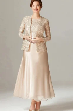 A-Line Azul Royal Chiffon 2-Piece Mãe do Vestido da Noiva