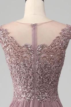 A-Line Beaded Blush Prom Vestido
