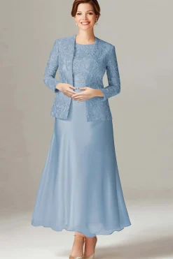 A-Line Champagne Chiffon 2-Piece Mãe do Vestido da Noiva