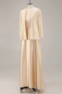 A-Line Champagne Chiffon 2-Piece Mãe do Vestido da Noiva