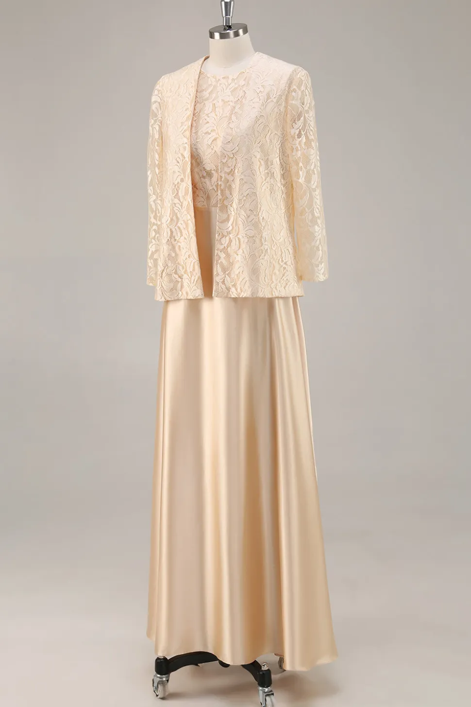 A-Line Champagne Chiffon 2-Piece Mãe do Vestido da Noiva