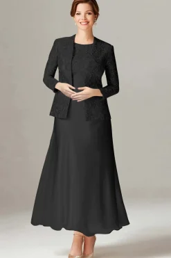 A-Line Champagne Chiffon 2-Piece Mãe do Vestido da Noiva