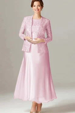 A-Line Champagne Chiffon 2-Piece Mãe do Vestido da Noiva