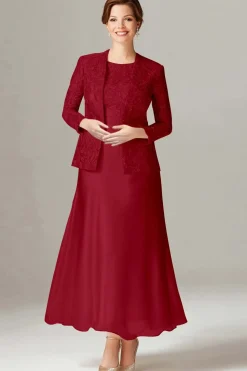 A-Line Champagne Chiffon 2-Piece Mãe do Vestido da Noiva