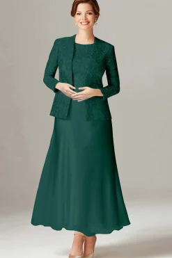 A-Line Champagne Chiffon 2-Piece Mãe do Vestido da Noiva