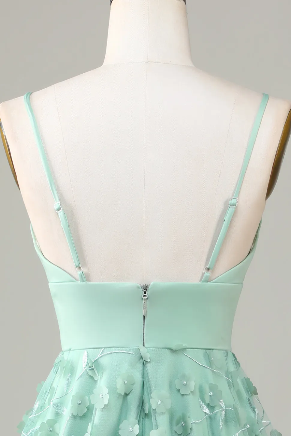 A-Line Cintas de Espaguete Vestido de Dama de Honor com Apliques