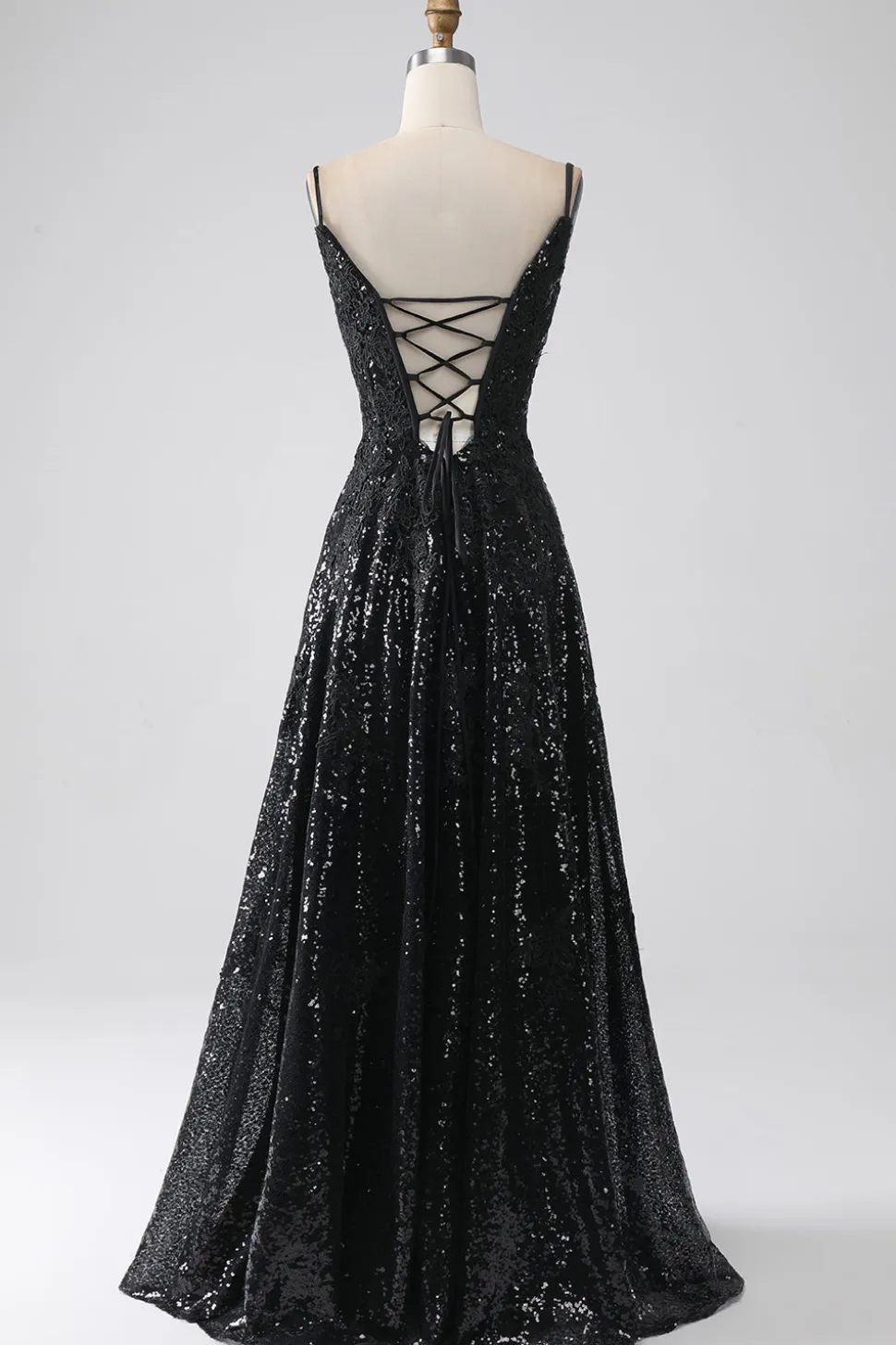 A-Line Cold Shoulder Sequins vestido longo baile de formatura com fenda
