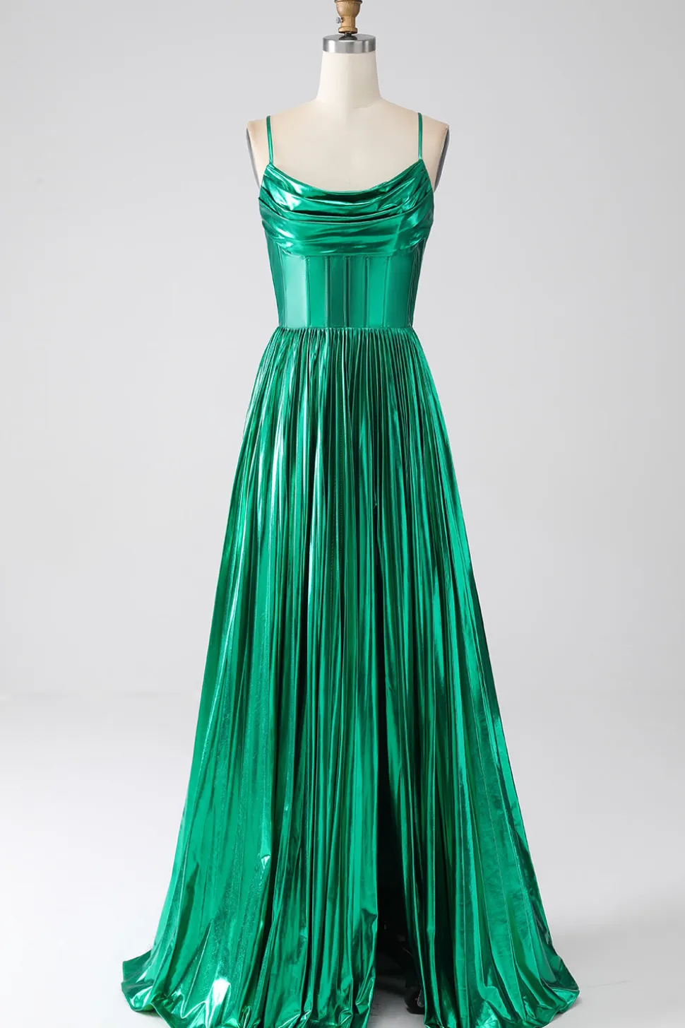 A-line Dark Green Corset Prom Dress com Fenda