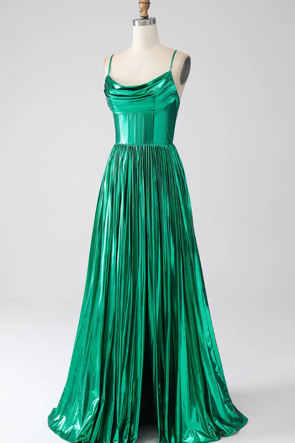 A-line Dark Green Corset Prom Dress com Fenda