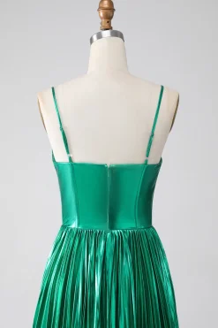 A-line Dark Green Corset Prom Dress com Fenda