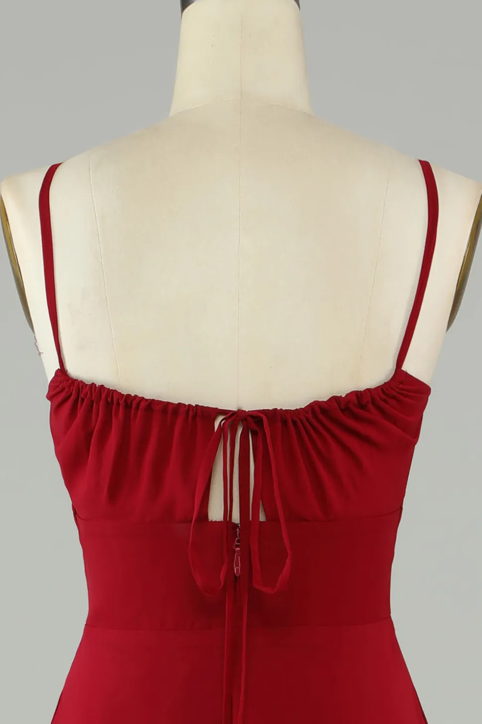 A-Line Espaghetti Correias Borgonha Vestido Longo Madrinha