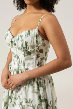 A-line espaguete alças verde estampado vestido longo baile com fenda