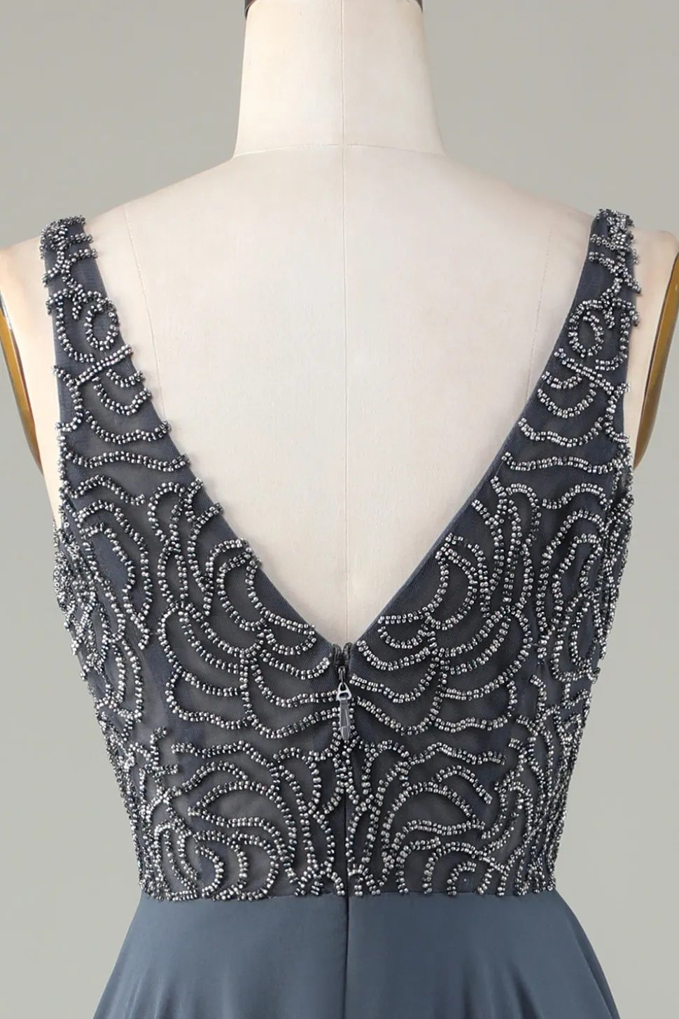 A-Line frisado eucalipto longo vestido de dama de honra