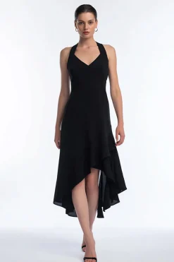 A-Line Halter Vestido Preto Pequeno