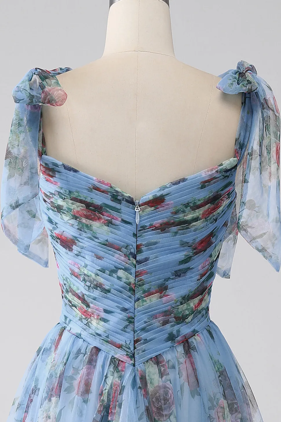 A-Line Lavanda estampado correias ajustáveis vestido longo baile de formatura