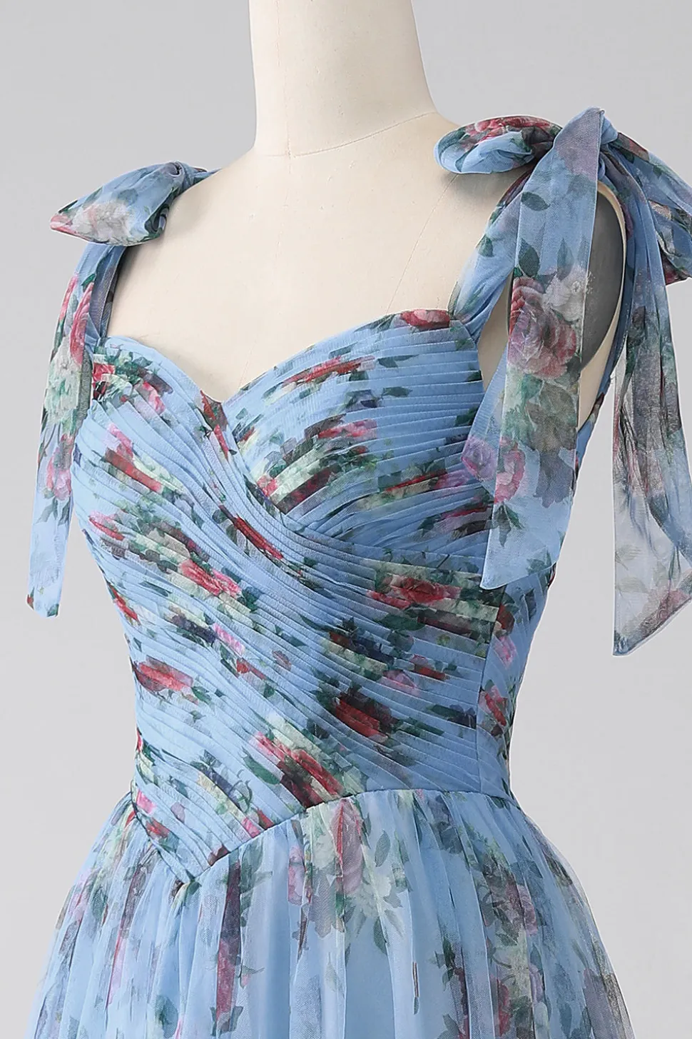 A-Line Lavanda estampado correias ajustáveis vestido longo baile de formatura