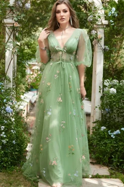 A-Line Lavanda Vestido de Cerimónia Mangas Curtas
