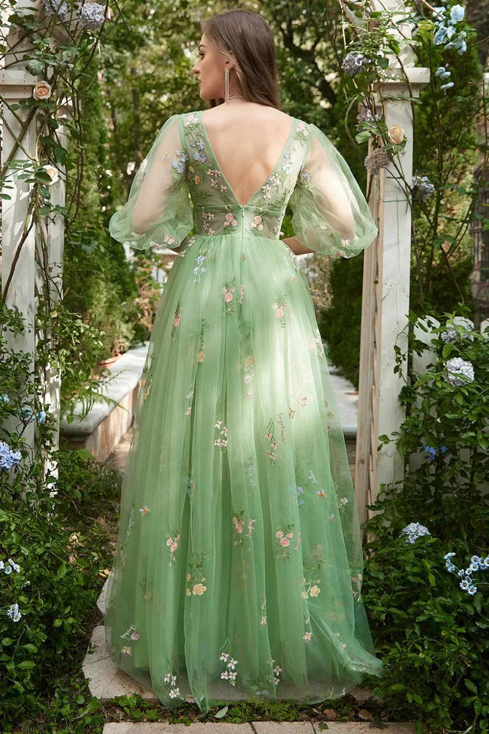 A-Line Lavanda Vestido de Cerimónia Mangas Curtas