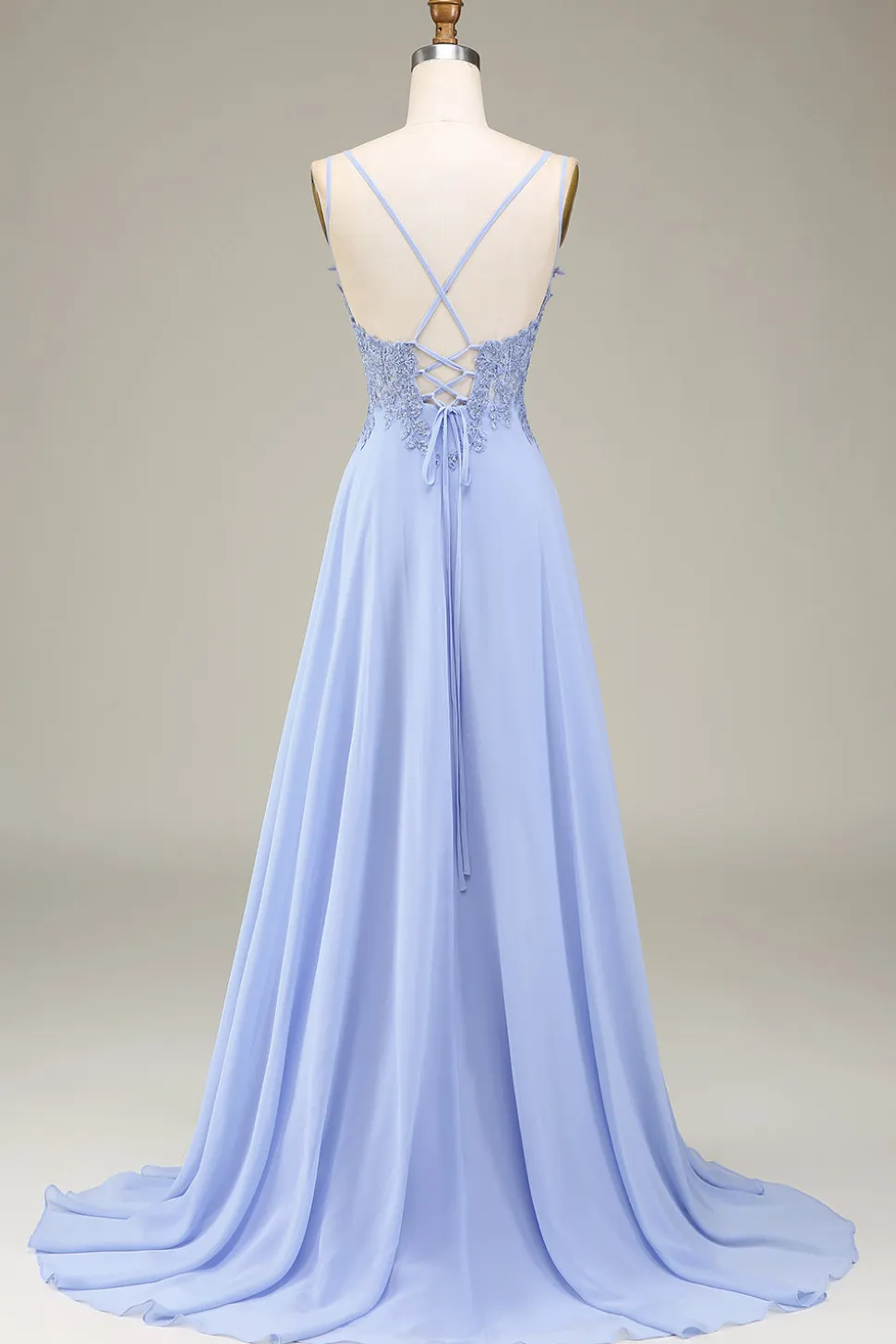 A-Line Lavanda Vestido Longo Baile com Apliques