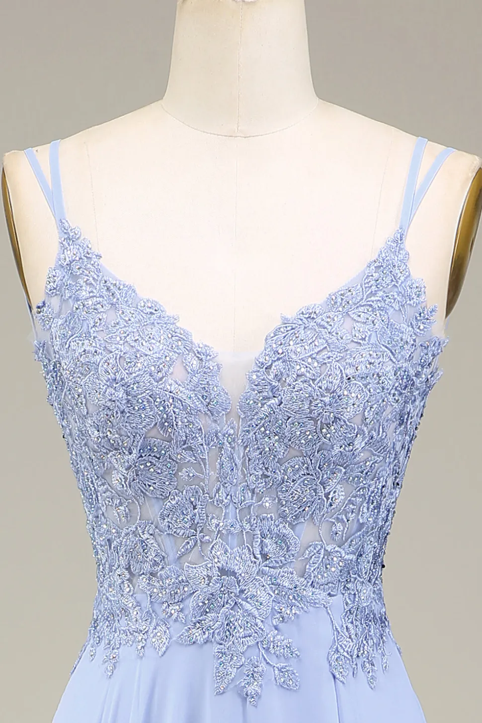 A-Line Lavanda Vestido Longo Baile com Apliques