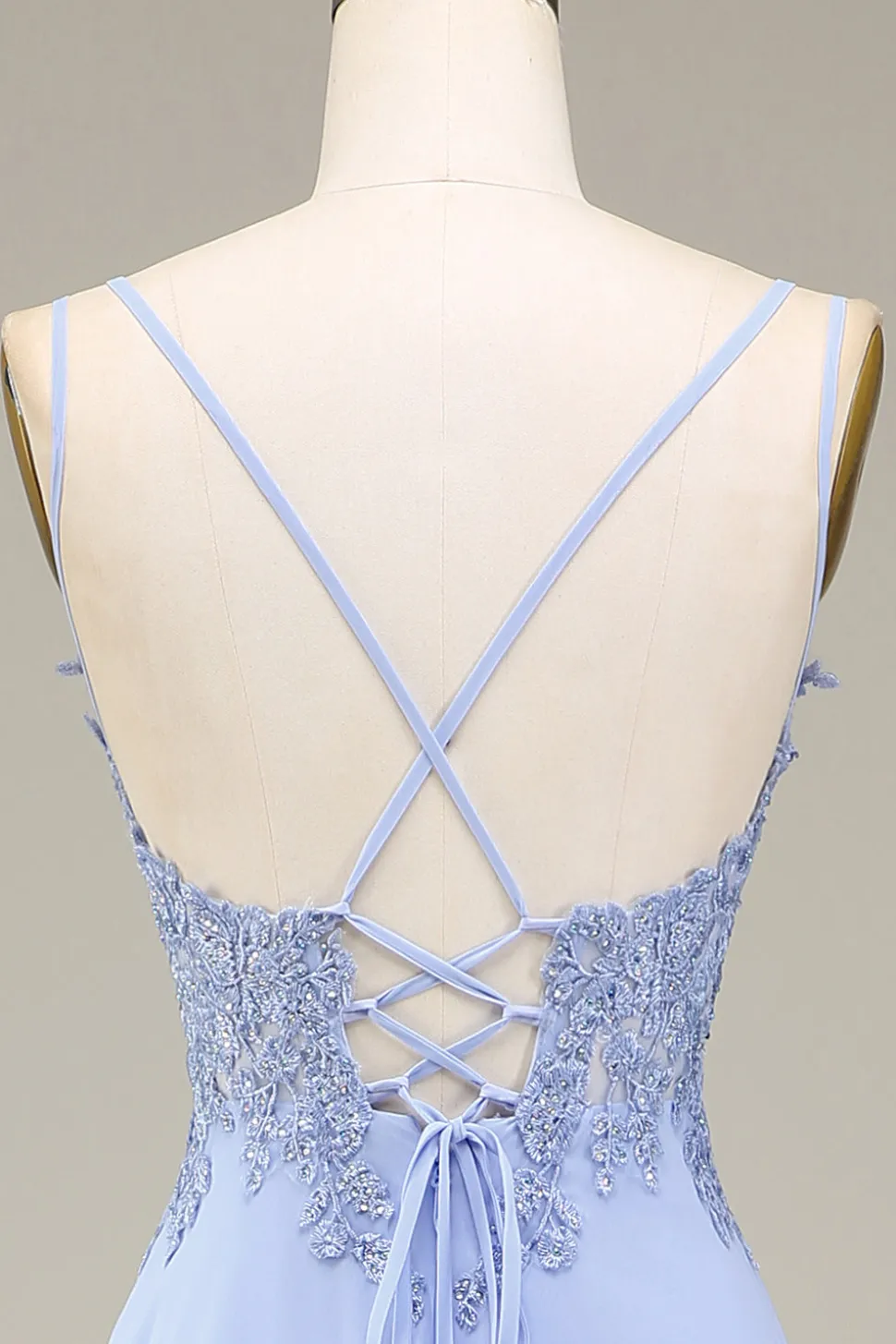 A-Line Lavanda Vestido Longo Baile com Apliques
