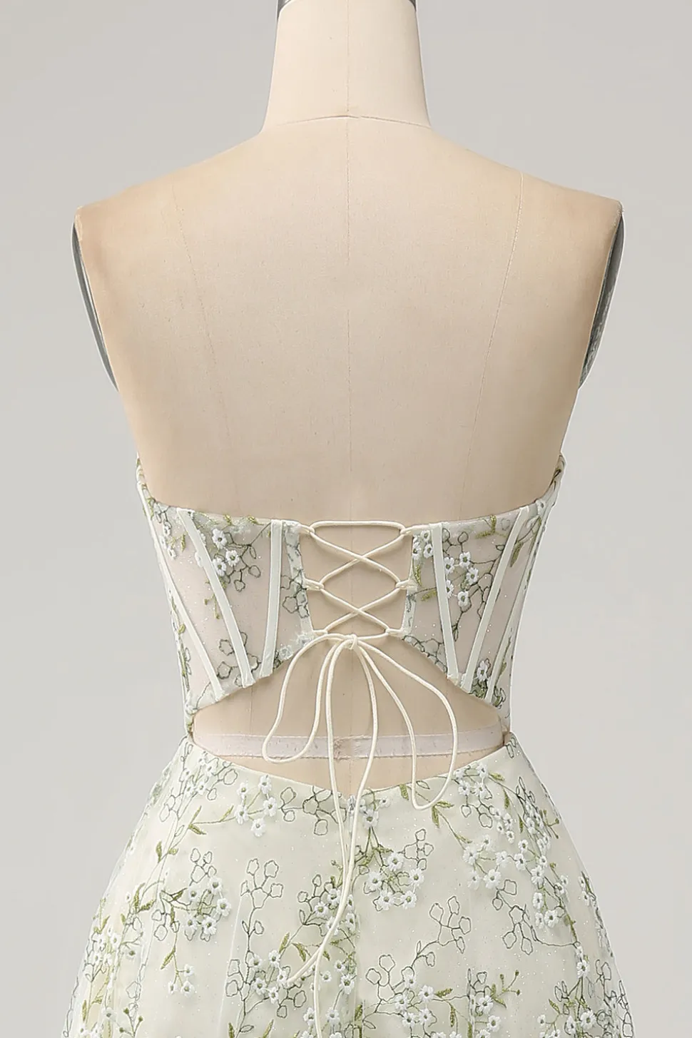 A-Line Light Green Corset Prom Dress com Bordado