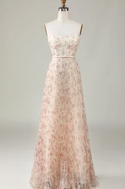 A-Line Querida Champanhe Flor Vestido de Dama de Honor