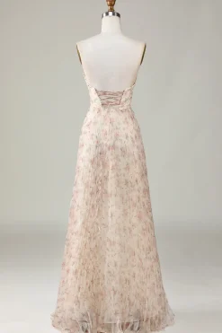 A-Line Querida Champanhe Flor Vestido de Dama de Honor