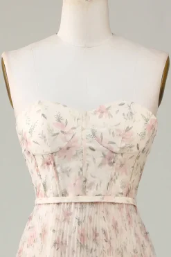 A-Line Querida Champanhe Flor Vestido de Dama de Honor