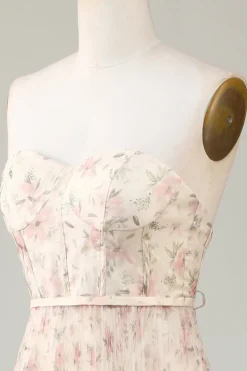 A-Line Querida Champanhe Flor Vestido de Dama de Honor