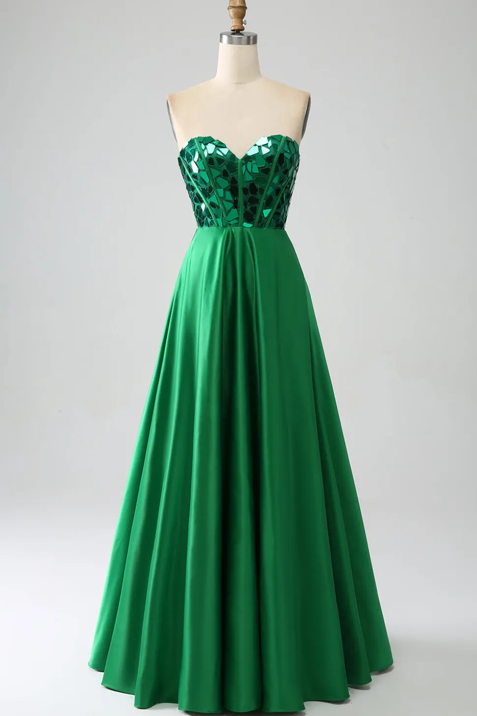 A-Line Querida Espartilho Verde Escuro Vestido de Baile de Formatura
