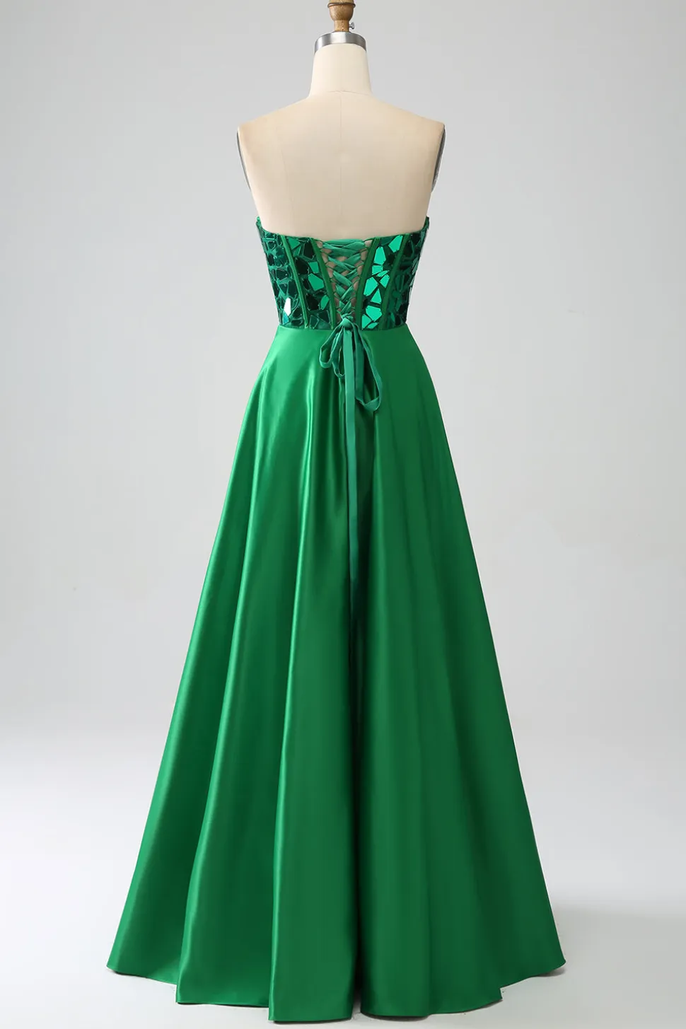 A-Line Querida Espartilho Verde Escuro Vestido de Baile de Formatura
