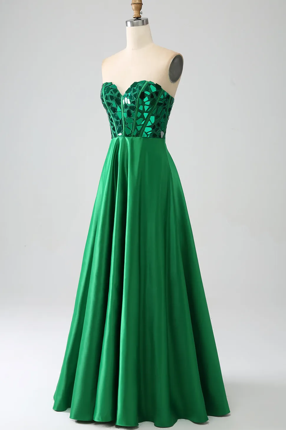 A-Line Querida Espartilho Verde Escuro Vestido de Baile de Formatura