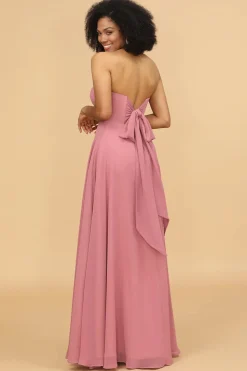 A-Line Rosa Vestido de Dama de Honra