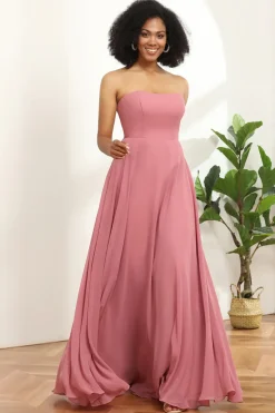 A-Line Rosa Vestido de Dama de Honra