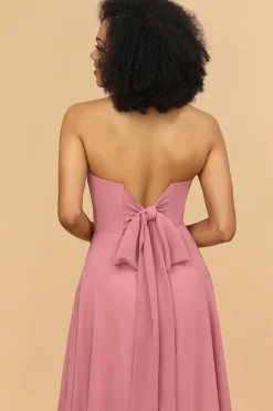 A-Line Rosa Vestido de Dama de Honra