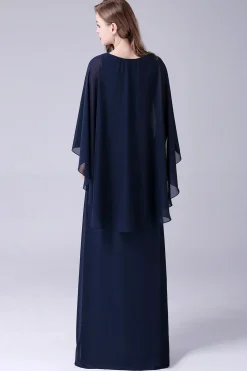 A-Line Scoop Neck Chão-Comprimento Chiffon Mãe do Vestido da Noiva