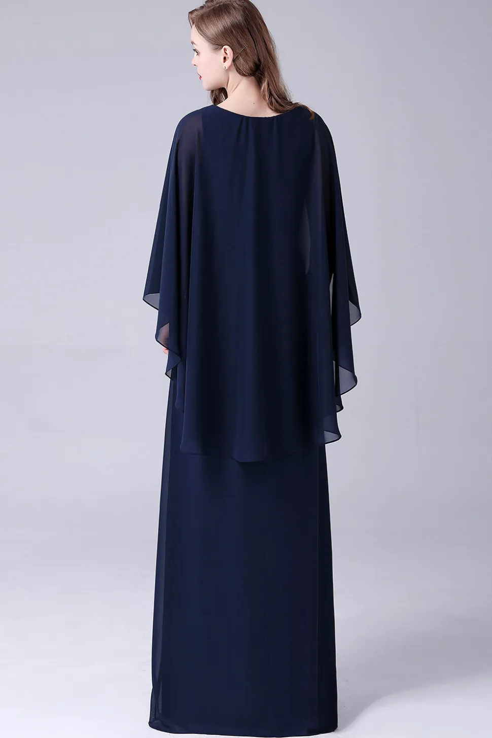 A-Line Scoop Neck Chão-Comprimento Chiffon Mãe do Vestido da Noiva