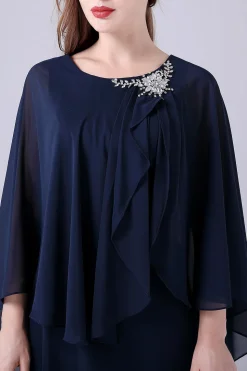 A-Line Scoop Neck Chão-Comprimento Chiffon Mãe do Vestido da Noiva