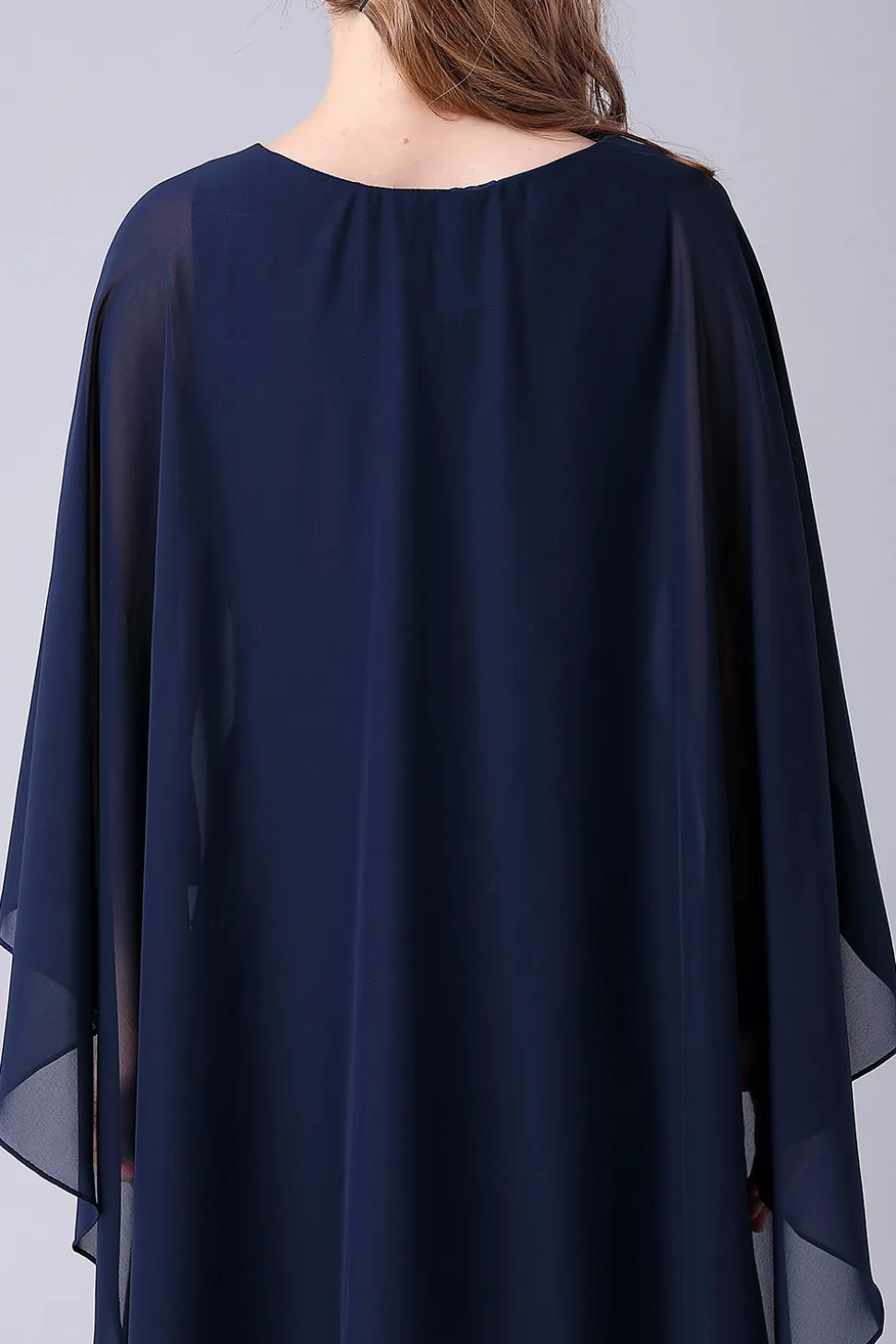 A-Line Scoop Neck Chão-Comprimento Chiffon Mãe do Vestido da Noiva
