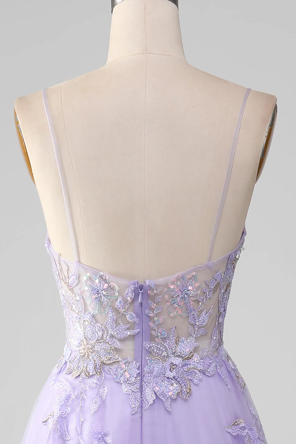 A-Line Sequins Vestido de baile roxo com bordado