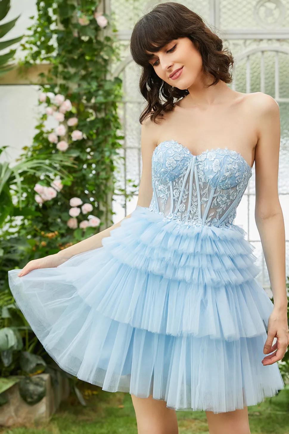 A-Line Sweetheart Rosa Vestido Curto Homecoming