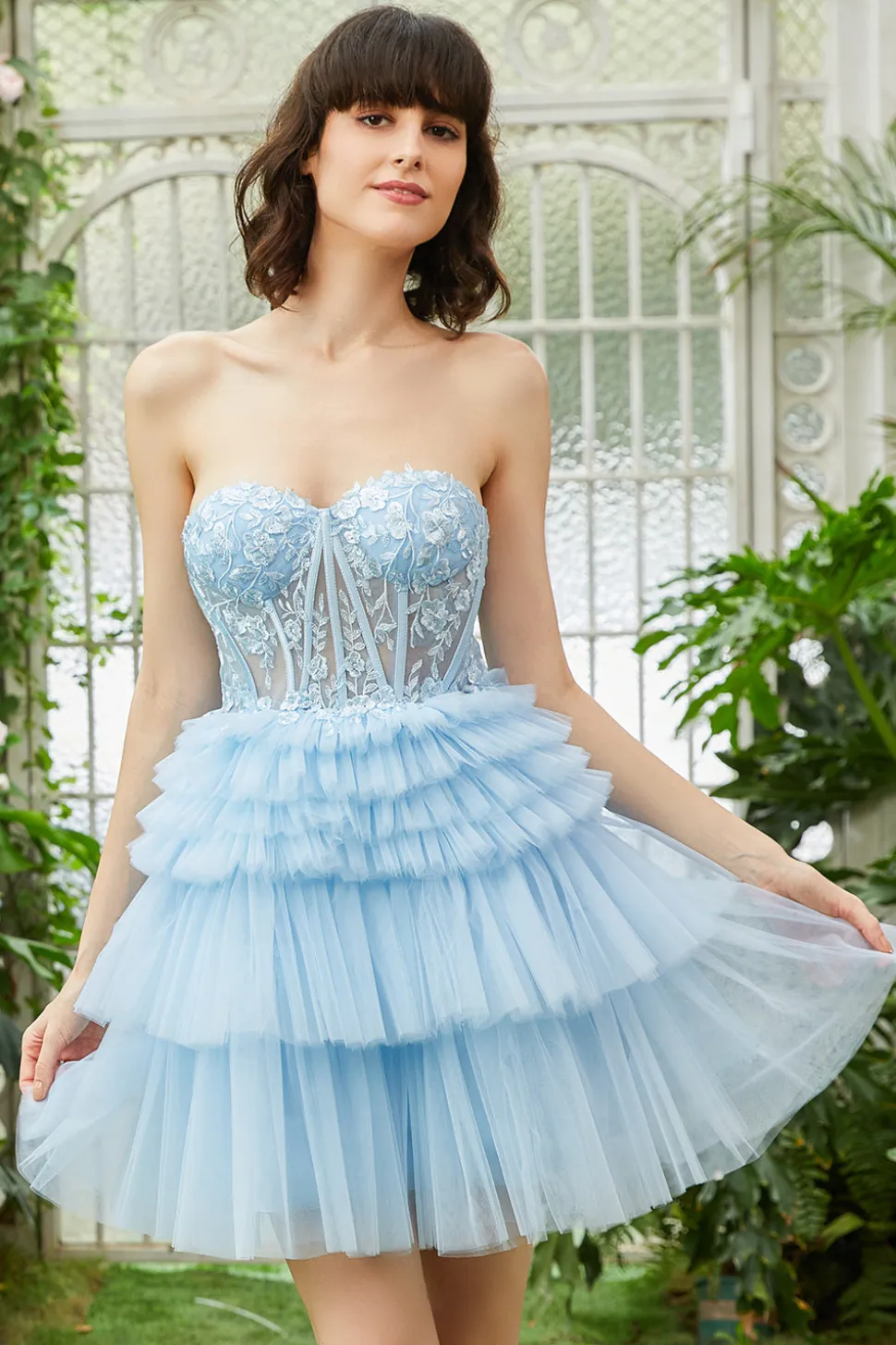 A-Line Sweetheart Rosa Vestido Curto Homecoming