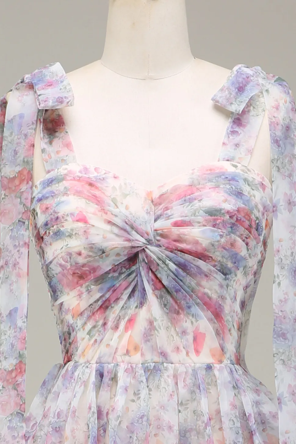 A-Line Tule Flor Vestido de Baile Impresso